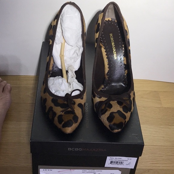 Leopard Cheetah Pony Faux Fur Pointed Toe Pumps Leopard Suede MA IRIN EXCELLENT! - Picture 7 of 7
